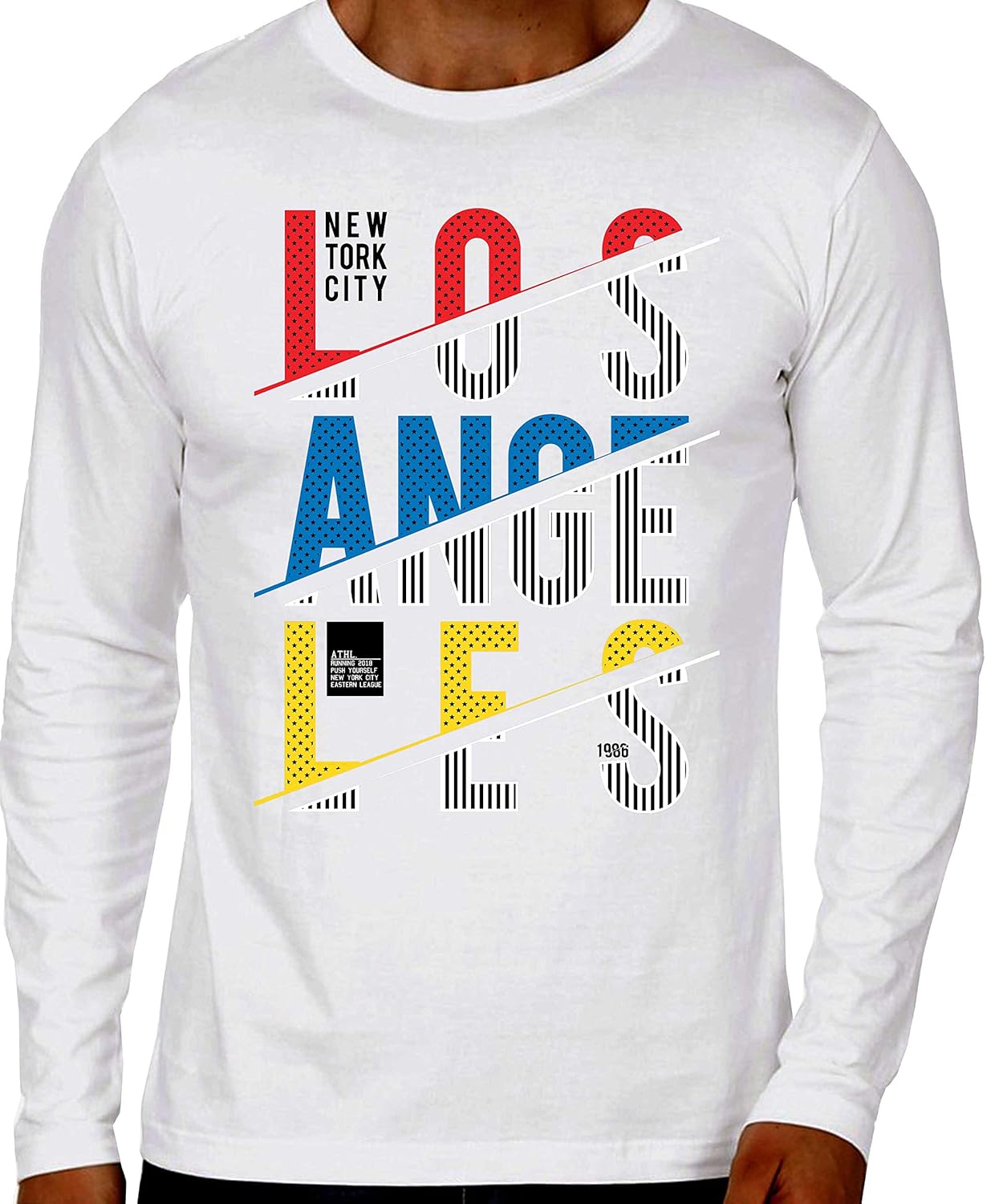 Buy Men's Los Angeles Full Sleeve White Printed Smooth Fabric T Shirt