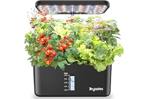 Dryades Hydroponics Growing System Indoor Herb Garden, 10-Pod Indoor Gardening System with 24W Full-Spectrum LED Grow Lights, Quiet Smart Water Pump, Plant Germination Kit for Herbs, Vegetables