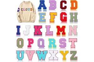 BFUEE Letter Patch Iron on,Chenille Iron on Varsity Letter Patch,26Pcs Chenille Varsity Alphabet A-Z Patch Patches for Jackets,DIY Supplies Mix Colorful
