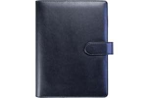 WITHYU A5 PU Leather Binder Cover with Magnetic Buckle Closure, 6 Ring A5 Personal Notebook for Organizing Planner Refill Pages, Photo Card Sleeves, Multi-Functional Card Collector