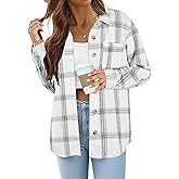 Zeagoo Women Flannel Shacket Jacket Plaid Button Down Long Sleeve Shirt Fall Outfits 2026