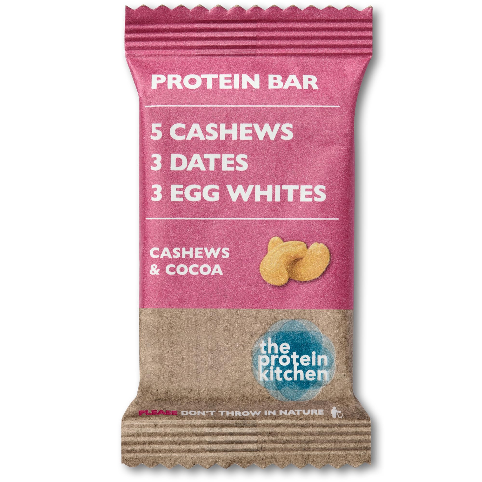 The Protein Kitchen 100% Natural Protein Bars (12 x 50g) - No Added Sugar, Nutritional Protein Bars - Cashew & Cocoa - Plant-based, Snack Bars