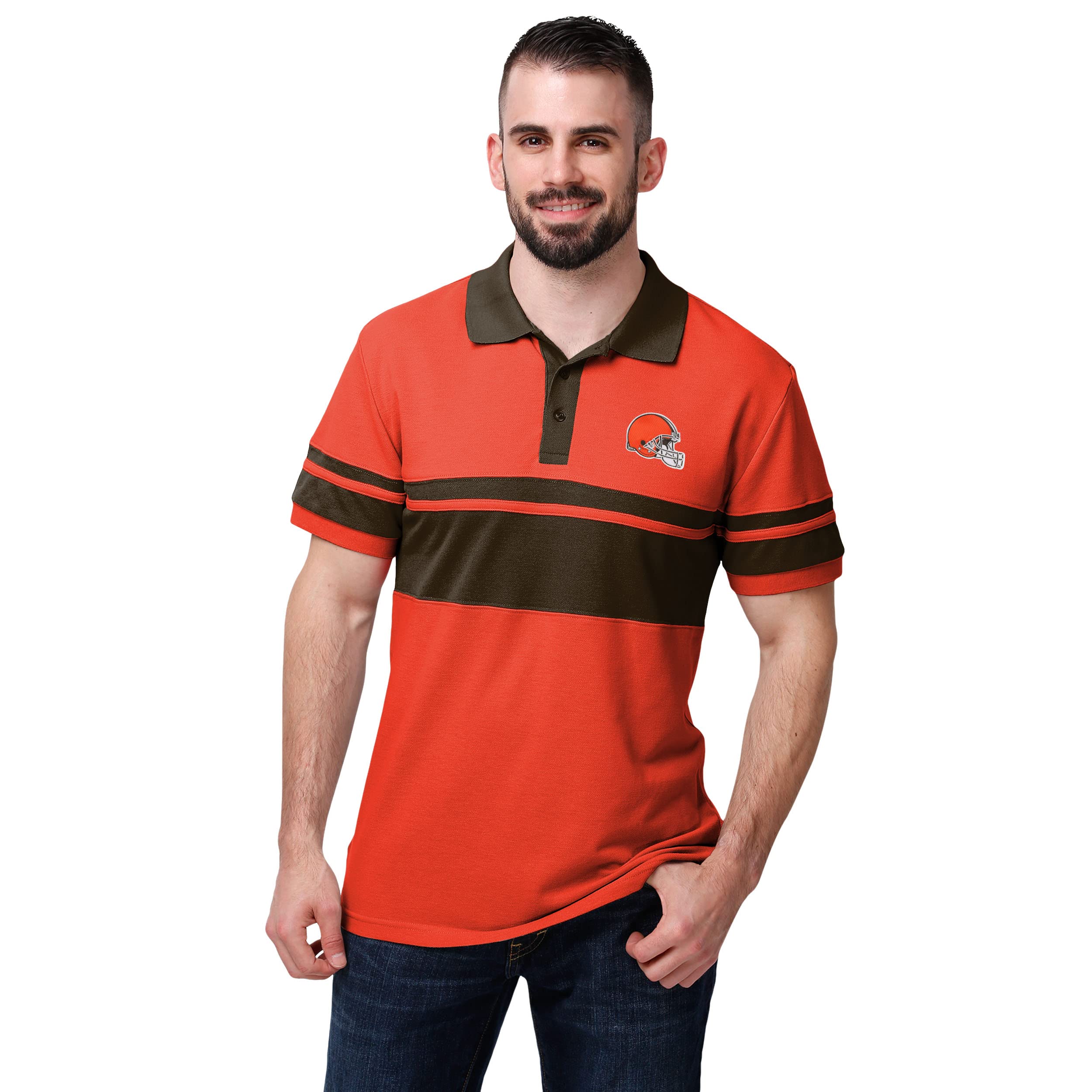 FOCO Cleveland Browns NFL Mens Cotton Stripe Polo - M Image