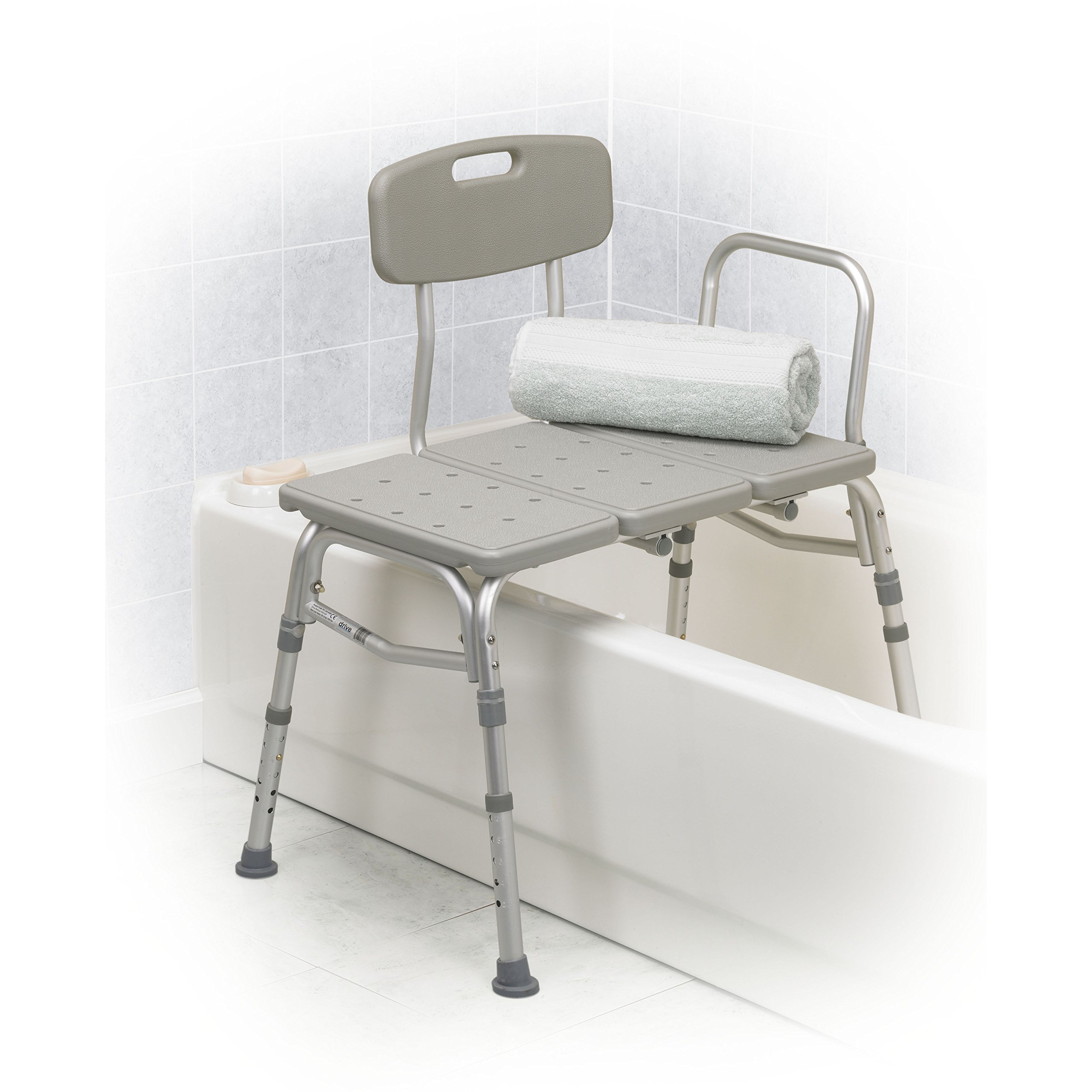 Drive Medical Three Piece Transfer Bench, Gray