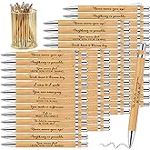 Fuutreo Graduation Inspirational Pens Bulk Motivational Retractable Bamboo Ballpoint Pen with Black Ink Employee Appreciation Gift for Team Coworker Teacher Students Office Supplies(20 Pcs)