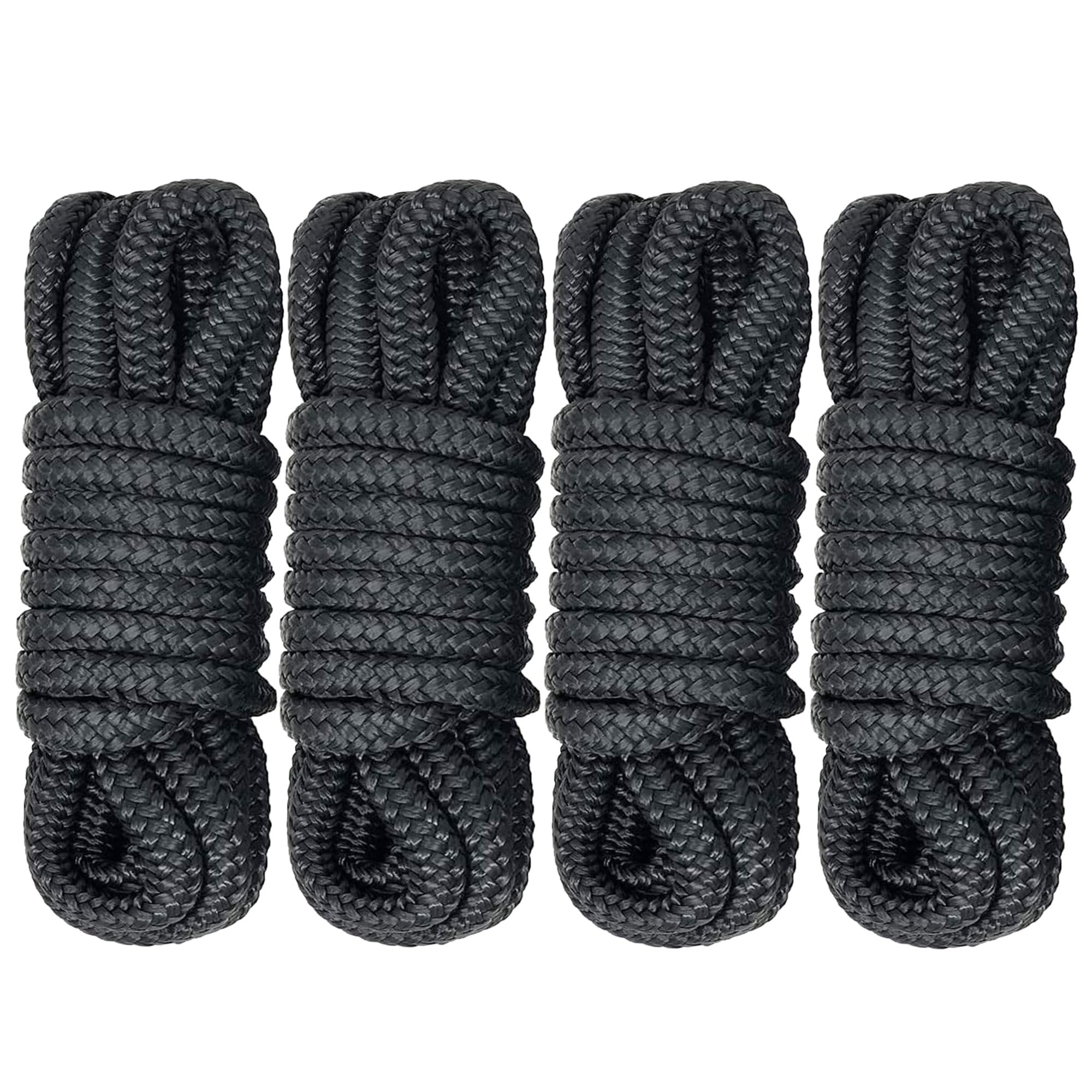 Boat Dock Line Rope Double Braid Nylon Boating Dock Lines Rope Mooring Rope Ultra Strong and Soft Anchor Rigging Line Boat Accessories,16.5ft,3/8inch(4pcs)