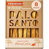 AlmaCura Palo Santo Sticks, 8-Pack, Peruvian Incense Wood for Smudging | Wild-harvested from natural fallen trees in Peru (Not Ecuador) Resin-rich Palo Santo Wood for Energy cleansing &amp; Meditation