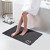 Diatomaceous Earth Bath Mat Rugs Quick Dry Super Absorbent Non Slip Rubber BottomThin Bathroom Mat Fit Under Door, Floor Rugs in Front of Bathtub,Shower Room,Sink,Washable, 15.7" x 23.6", Dark Grey