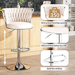 AWQM Velvet Bar Stool Set of 2, Counter Height