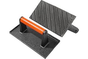 vivicreate Bacon Press, Griddle Press, Grill Press, Meat Press, cast Iron Grill Press, cast Iron Griddle, Iron Press, cast Iron Material with Wooden Handle