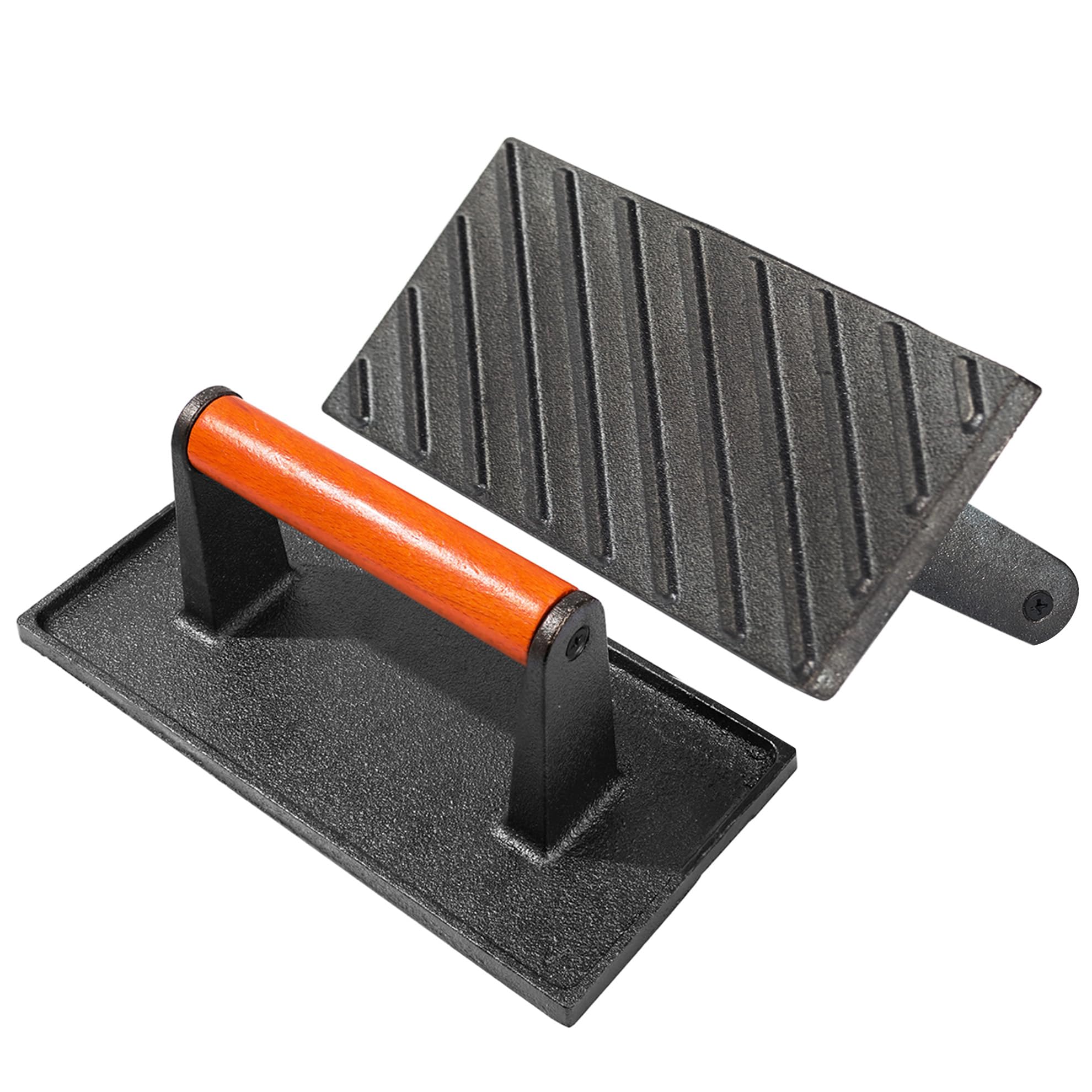 Photo 1 of vivicreate Bacon Press, Griddle Press, Grill Press, Meat Press, cast Iron Grill Press, cast Iron Griddle, Iron Press, cast Iron Material with Wooden Handle