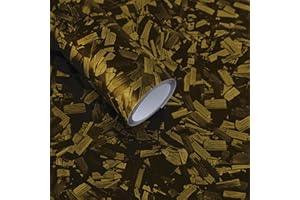 Lypumso Matte Forged Carbon Fiber Vinyl Wrap Roll - 1ft x 5ft Gold Self-Adhesive Car Wrap with Air Release Technology for DIY Automotive