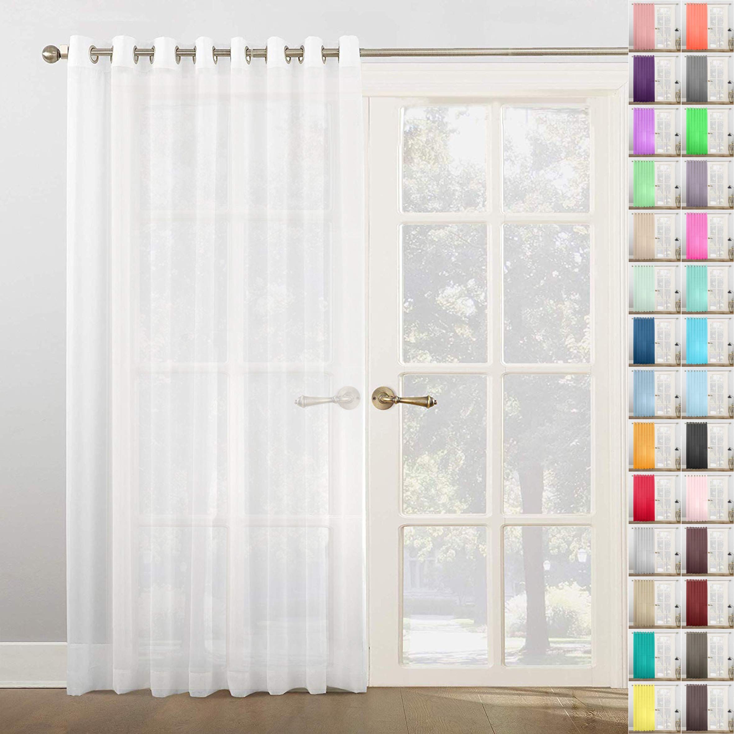 Megachest Woven Voile super wide metallic ring top Curtain 1 Panel (Pure White, 116" wide X 90" drop)