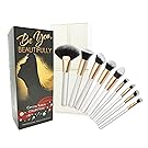 ULTIMATE 8 Piece KABUKI Makeup Brush Set With Designer Case plus BONUS Fan Brush. Hand-Made Powder, Foundation, Buffing, Concealer, Blending Brushes and More. Professionally Endorsed.