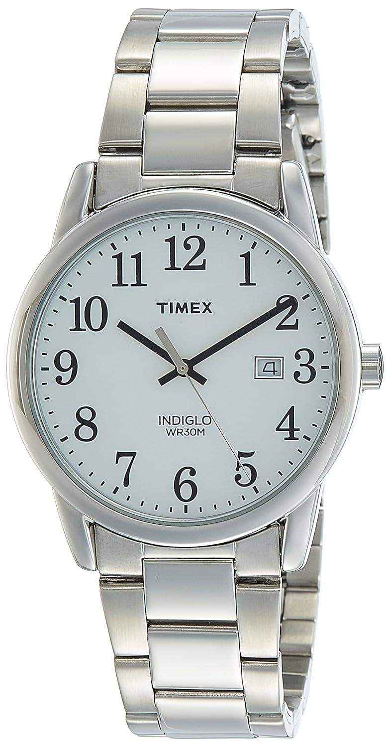 timex easy reader analog white dial men's watch-tw2r23300