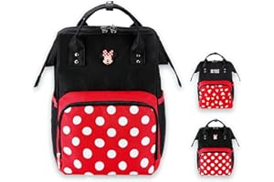 MOMODEER Diaper Bag Backpack, Women's Cute Multifunction Travel Nappy Bags, Mouse Ears Stylish Bag for Mom, Large Capacity, Waterproof and Durable, Black