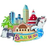 San Diego USA Fridge Magnet Travel Souvenir Wooden Coastal City Landmarks Style Home Decoration Classic Landmarks Craft