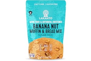 Lakanto Sugar Free Banana Nut Muffin and Bread Mix - Sweetened with Monk Fruit Sweetener, 2g Net Carbs, Gluten Free, Naturally Flavored, Keto Diet Friendly, Dairy Free (12 Muffins)