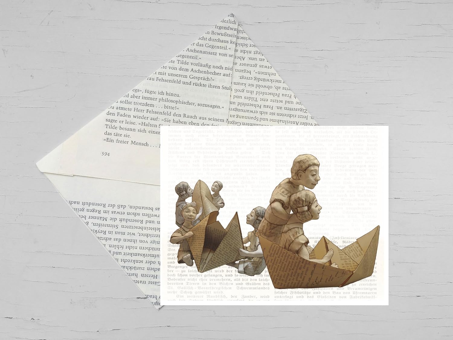 Glückwunschkarte Papierschiff Papier Schiff Karte Umschlag