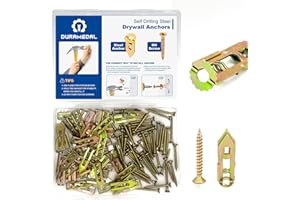 DURAMEDAL Self Drilling Drywall Anchors with Screws Kit - 100 Pcs Heavy Duty Metal Expansion Anchors for Sheetrock, No Drill Needed, 50lb Rating, 2025 Upgraded Design