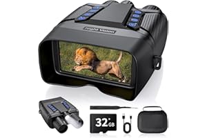 LOATOS Night Vision Goggles, 4K Night Vision Binoculars, 3' Large Screen Infrared Binoculars with 5000mAH, 8X Digital Zoom Night Vision External Flashlight for Camping - Black