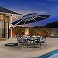 PURPLE LEAF 11 Feet Double Top Deluxe Round Patio Umbrella - Offset Hanging Cantilever Umbrella for Outdoor, Market, Garden - Spectrum Indigo