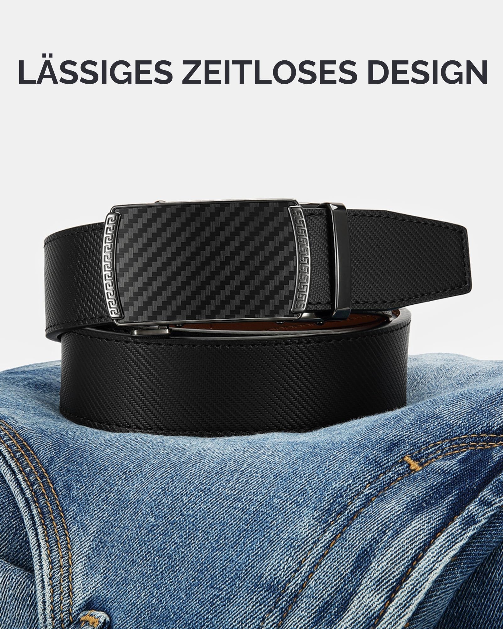 CHAOREN Herren Leder-Ratschengürtel, Automatikschnalle, 35 mm 5