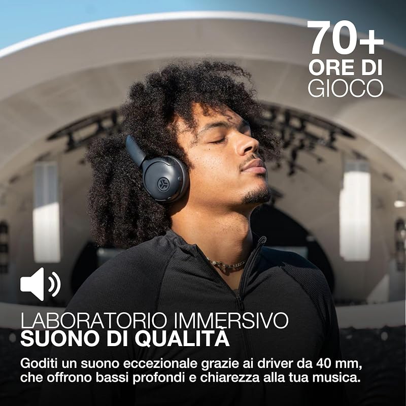 Go Lux ANC Cuffie Wireless On Ear Cancellazione Rumore, Grafite