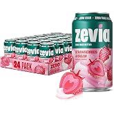 Zevia Zero Sugar Soda, Strawberries and Cream, 12 oz Cans (24-Pack) &ndash; Caffeine Free, Naturally Sweetened, No Calorie Soda - Non-GMO Project Verified, Gluten-Free, Vegan