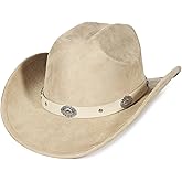 EOZY Western Suede Cowboy Hat for Women Men Classic Wide Brim Western Cattleman Cowgirl Hat