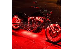 XKGLOW 2nd Gen Premium Red 8 Pod 2 Strip LED Motorcycle Engine & Ground Neon Accent Light Kit with 4-key Remote for Harley Davidson Honda Yamaha Suzuki Kawasaki Ducati Indian Victory …
