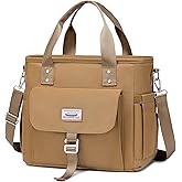 Weitars Insulated Lunch Bag for Men Women,Leak Proof Lunch Box for Work,Extra Large Lunch Tote Bag With Removable Shoulder Strap with Side Pockets,Reusable Lunch Bag For Picnic Hiking (Kakhi)