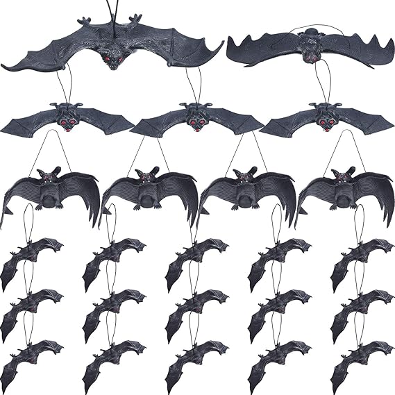 Jovitec 24 Pieces Hanging Bats Halloween Bat Decoration
