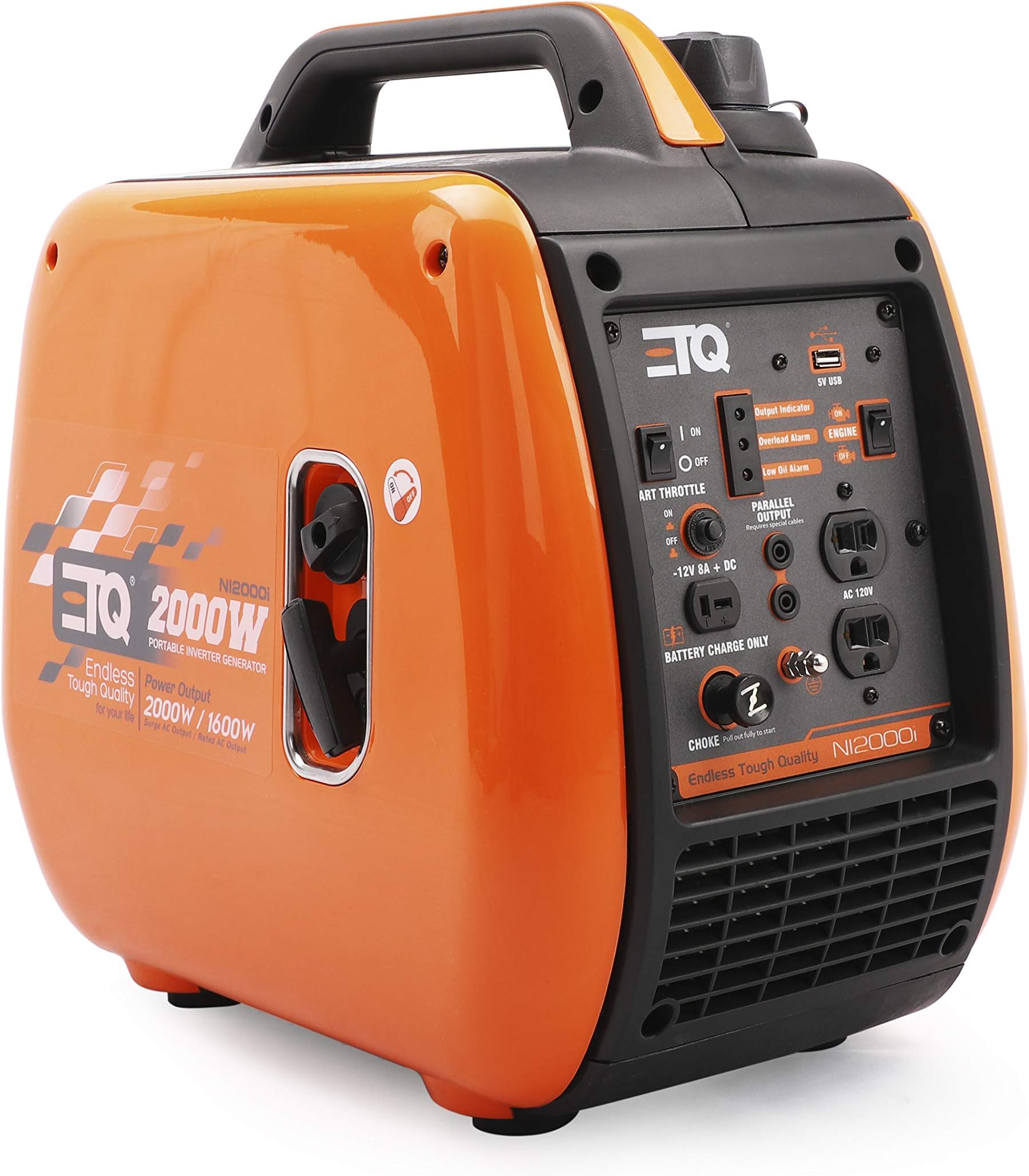 Etq NI2000i Tough Quality 2000-Watt Portable Gas Powered Inverter Generator, Extremely Quiet- CARB Compliant