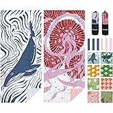 Eunzel 2 Pack Microfiber Beach Towel, Quick Dry Travel Towel Large Sand Free Towel for Beach, Camping, Swim Pool, Gym, Sports& Yoga 71"x32", Whale& Jellyfish