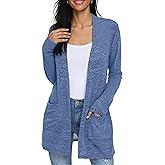 DIKUCI Cardigan for Women Long Sleeve Open Front Lightweight Cardigans Casual Loose Cardigans with Pocket