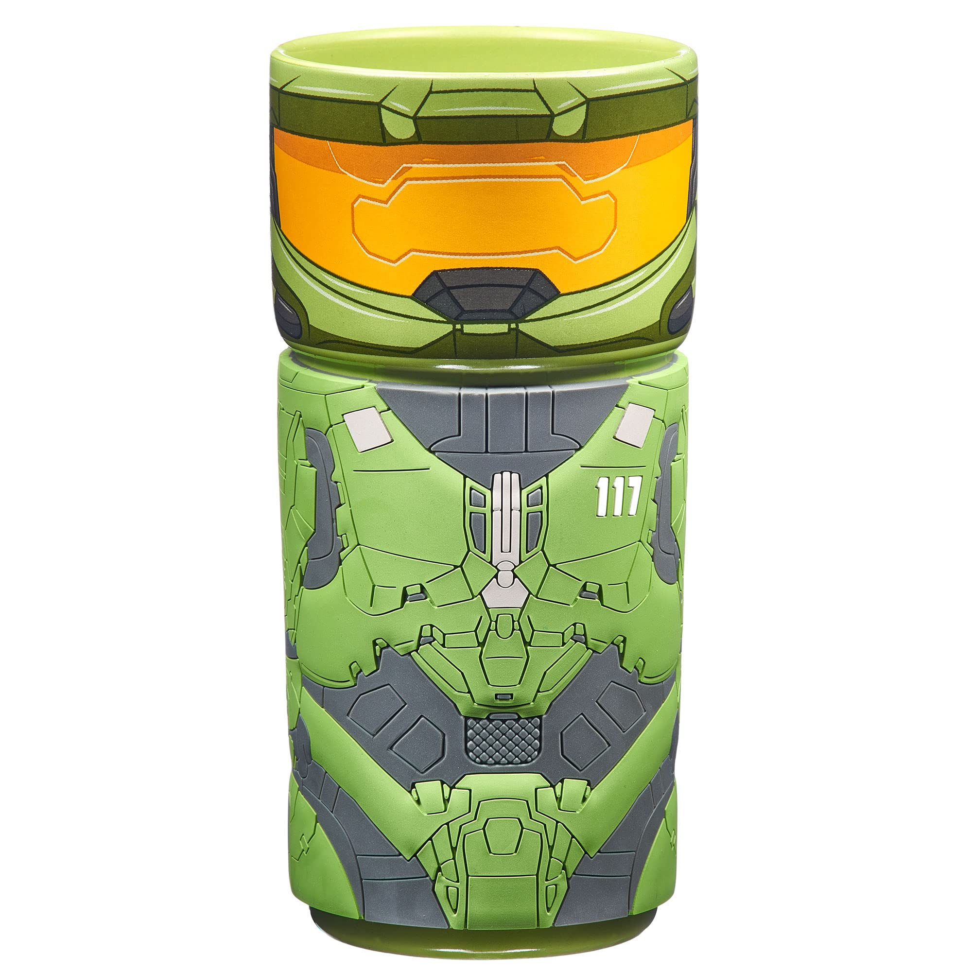 CosCups by Numskull Halo Master Chief Ceramic Mug Gift with Rubber Sleeve 400ml - Official Halo Merchandise
