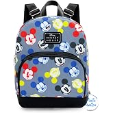 Disney Mickey Mouse Mini Backpack - 10" Exclusive Woven Small Backpack with Front Pocket and Button Bundle | Adjusts to Fit Adults, Teens, Kids