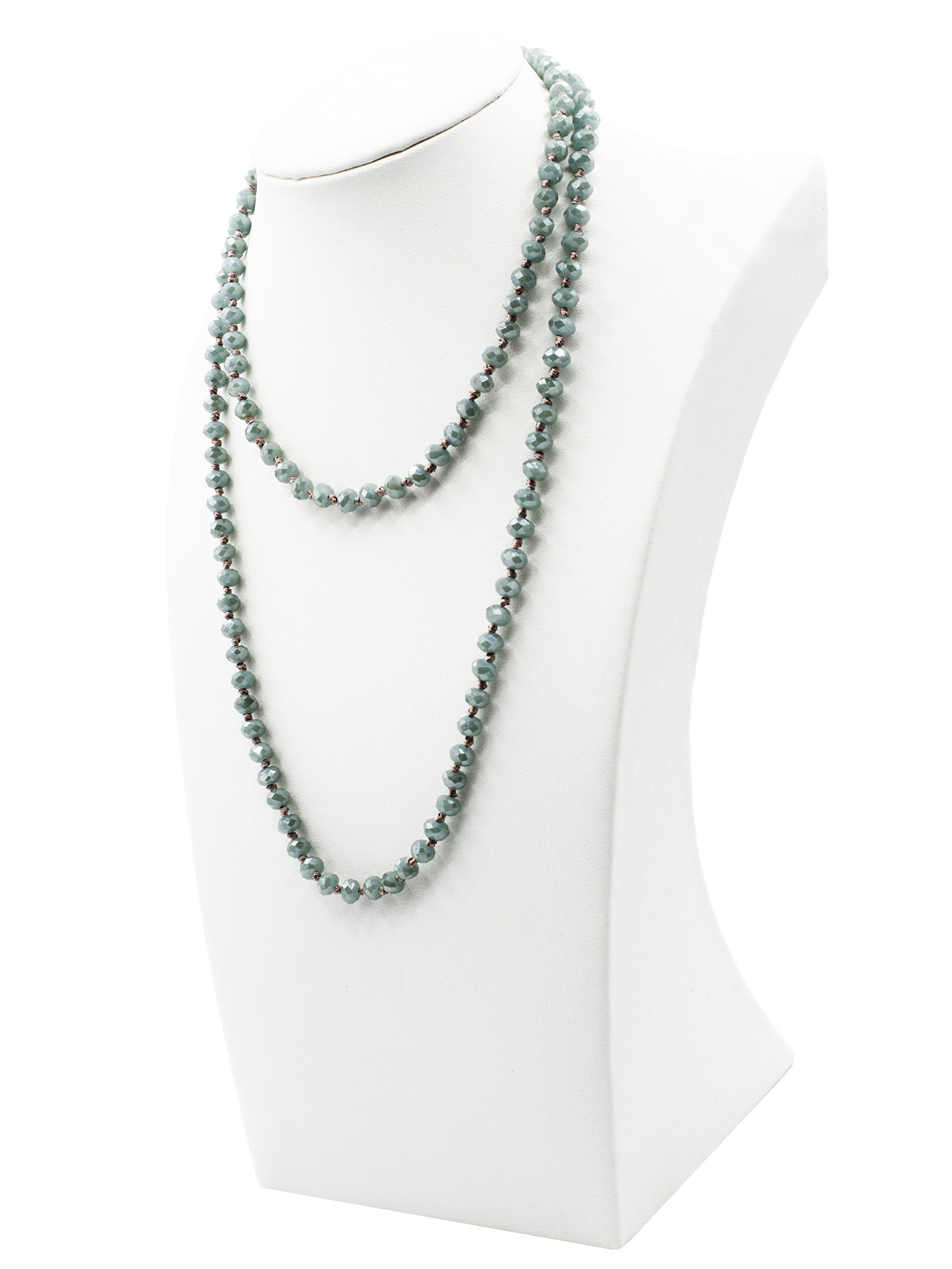 STAR BY QUEEN New Fashion Handmade Long Crystal Bead Chain Necklace Sweater Neckalce (Blue)