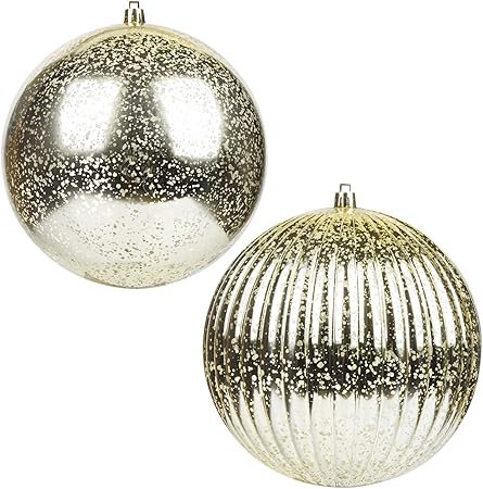 Palle Di Natale Grandi.Art Beauty Palline Di Natale Di Grandi Dimensioni Infrangibili Al Mercurio Decorazione Per Albero Di Natale Champagne 15 Cm Amazon It Casa E Cucina