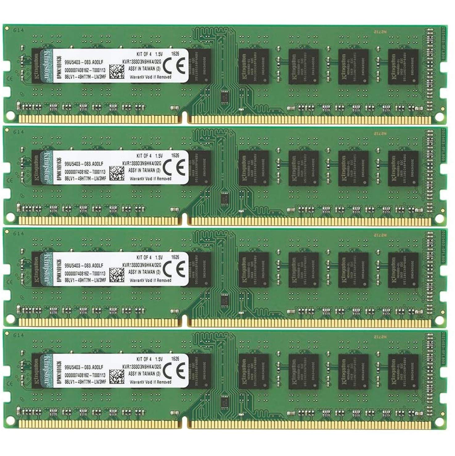Kingston KVR1333D3N9HK4/32G RAM 32 GB 1333 MHz DDR3 Non-ECC CL9 DIMM Kit (4 x 8 GB) 240-Pin, 1.5 V