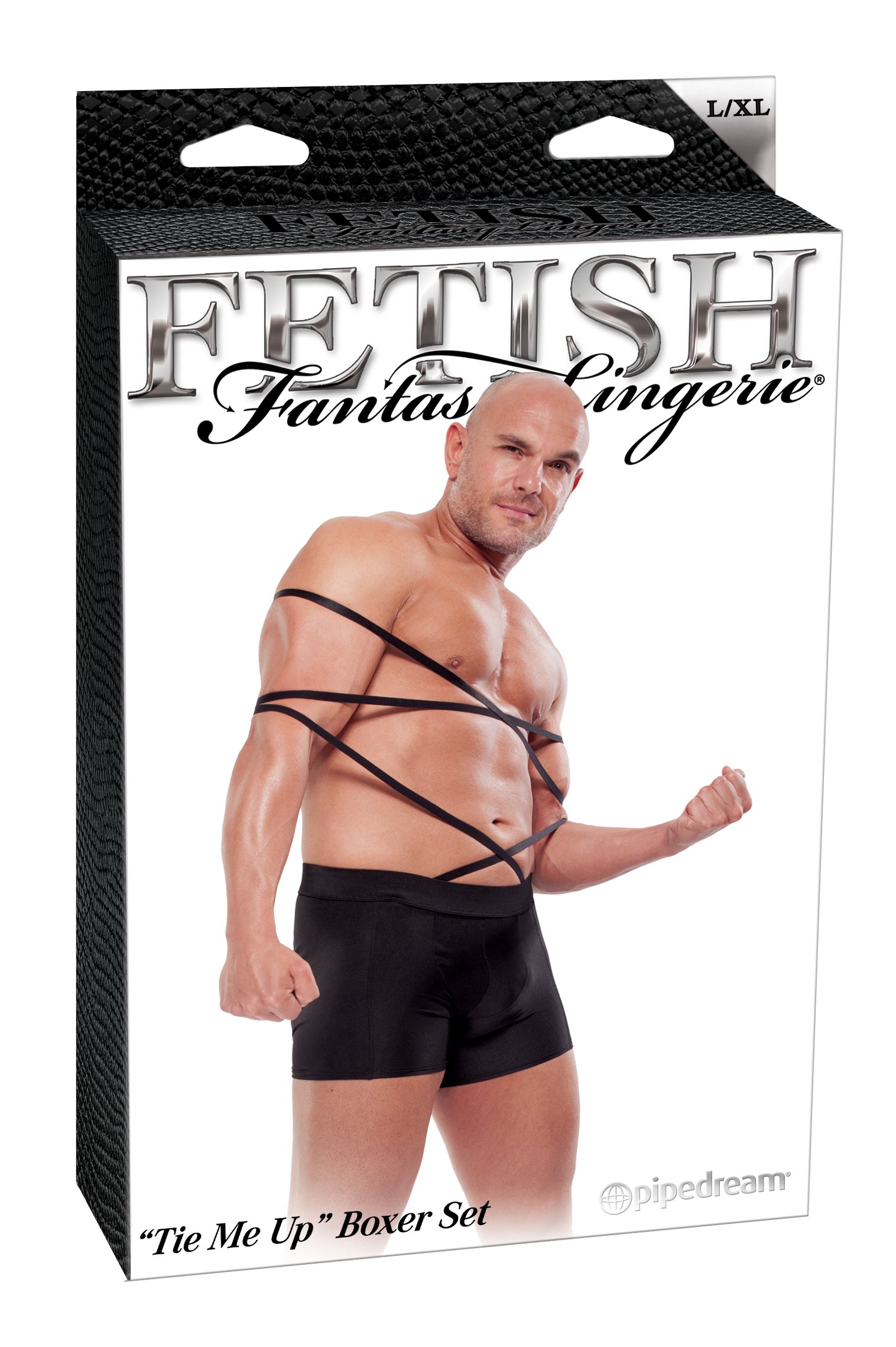 Pipedream X-Large Black Fetish Fantasy Lingerie Tie Me Up Boxer Set
