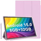 10 Inch Tablet Android 15 Tablets With Case Stylus 8GB RAM 32GB ROM Support 1TB Expand, 6000mah Battery 10 IN Android Tableta, Dual Camera WiFi-6 Bluetooth 10.1'' Android Tablet With Protective Cover