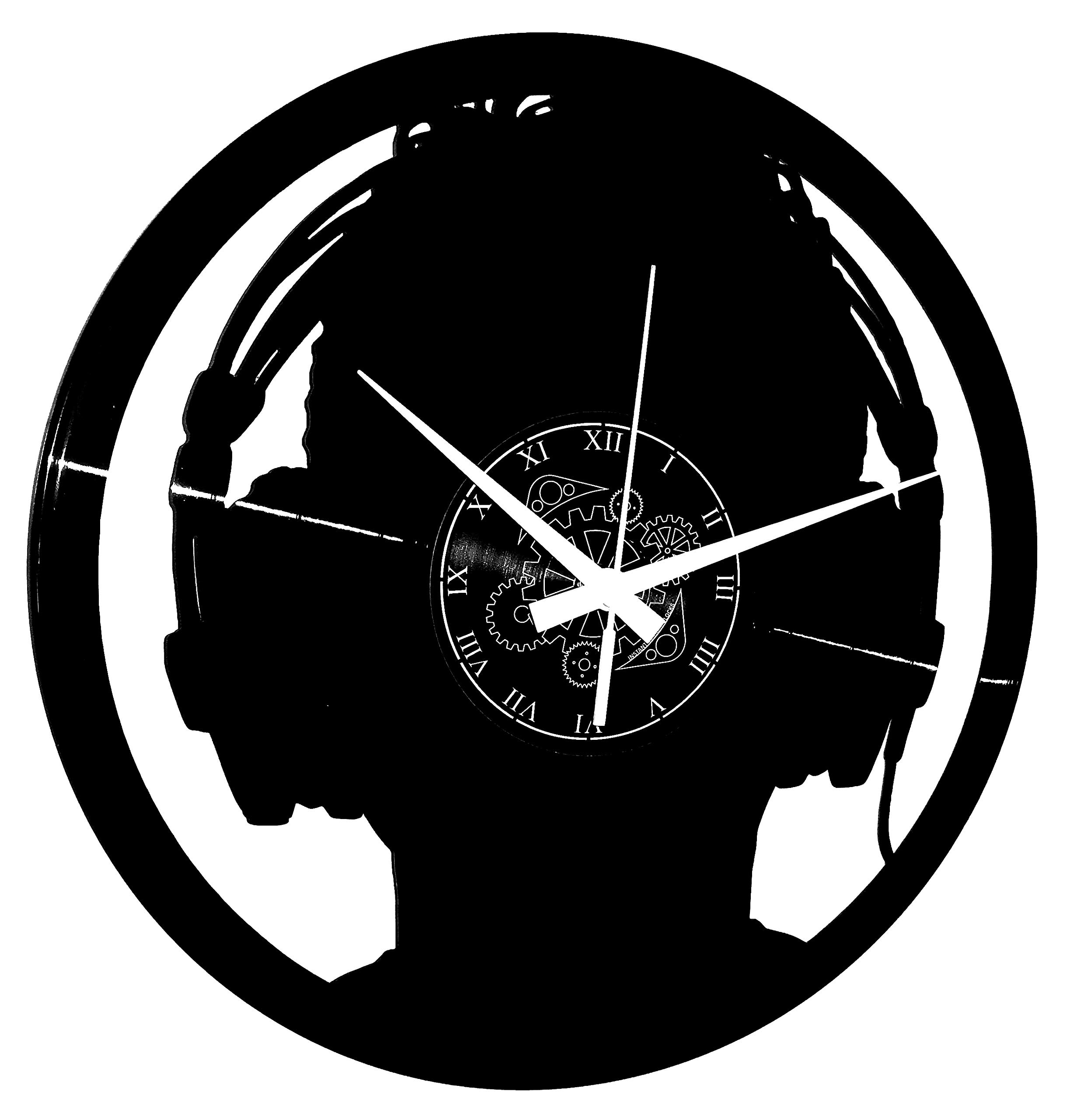 Instant Karma Clocks | DJ Headphones Wall Clock | Modern Music Lover Silhouette Design | Silent Quartz Movement | Perfect for Studios, Teen Rooms and Electronic Music Fans