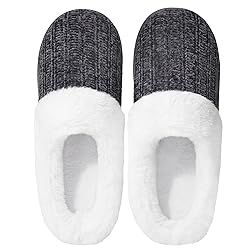 shoeslocker Slippers for Women Memory Foam Fuzzy