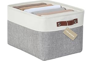 DECOMOMO Storage Baskets for Shelves - Fabric Storage Bins, Linen Closet Organizers and Storage (Grey & White, Large - 1 Pack)