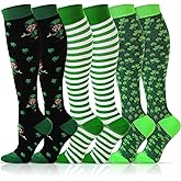 Cindeer 3 Pairs of St. Patrick's Day Knee High Socks Novelty Holiday Socks for Women Men