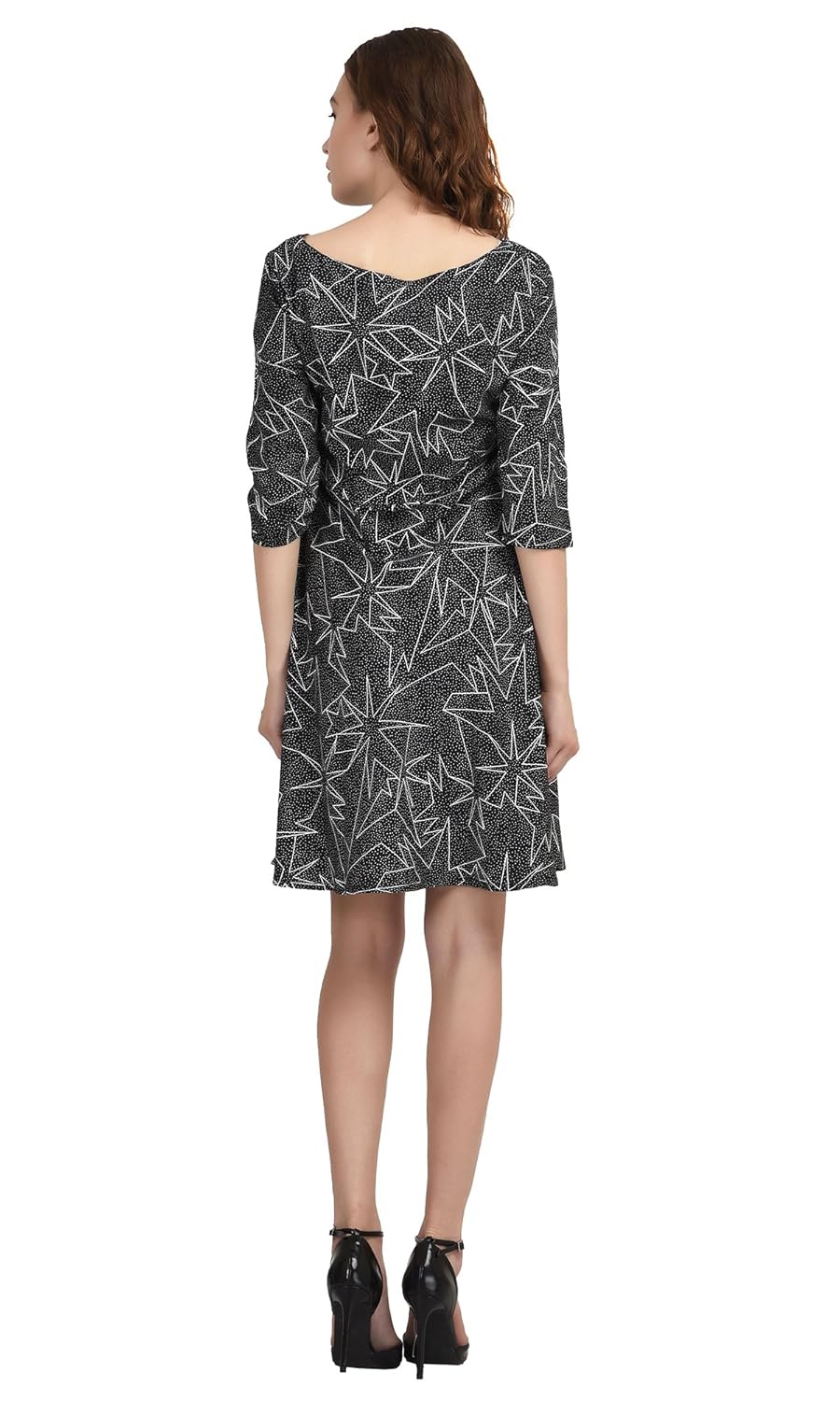 the gud look crepe black star print dress