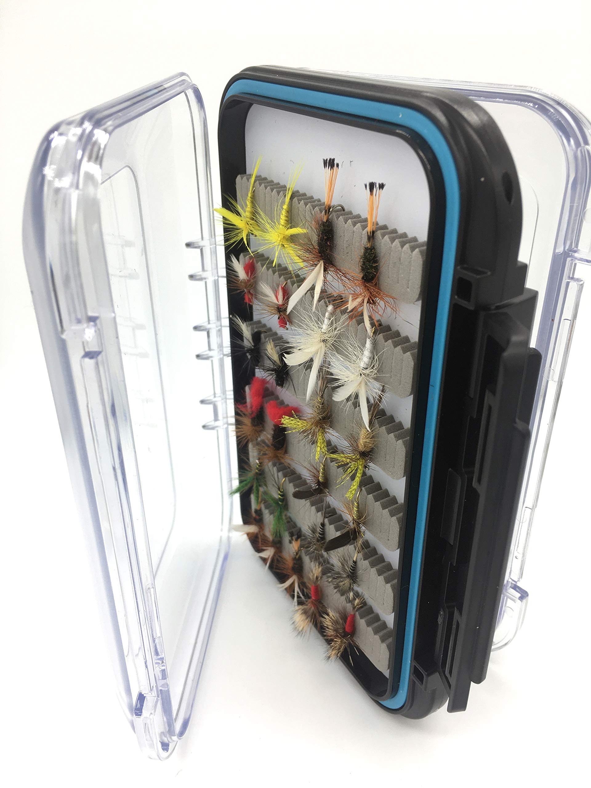 Fly Fishing Selection of Dry/Wet/Nymph/Buzzers Flies x 50 Supplied in a Doubled sided waterproof box