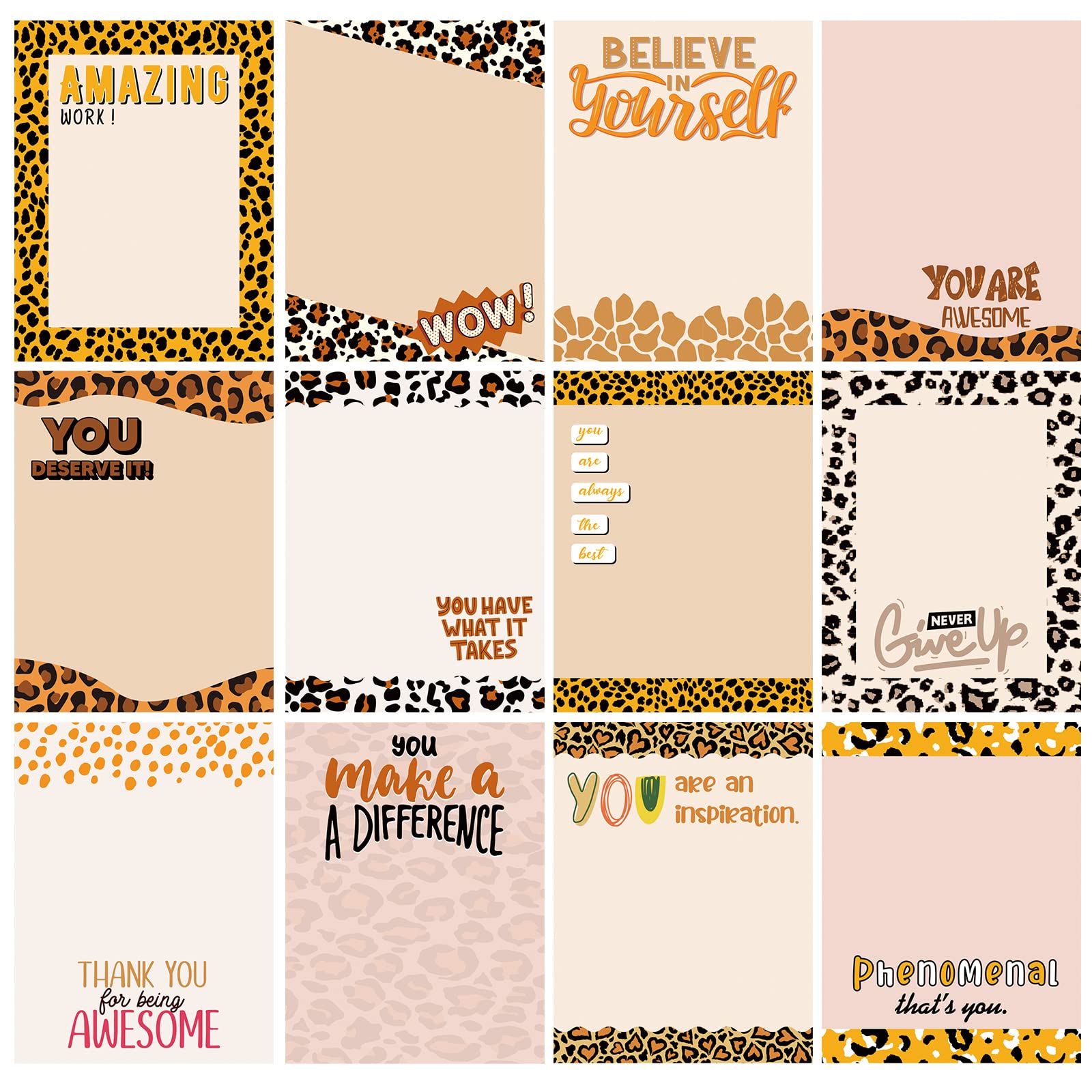 Photo 1 of 12 Pieces Empowering Sticky Note Pads 3" x 4" Motivational Educator Sticky Notes Inspirational Self Stick Note Pad Funny Sticky Notepad Appreciation Gifts for Teacher Office Student (Leopard)